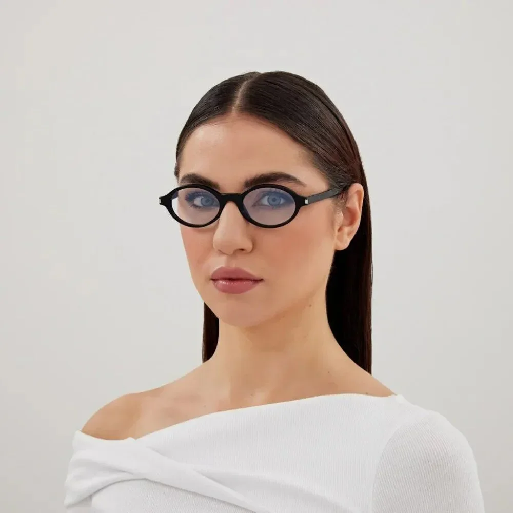 NEW Saint Laurent SL751 JEANNE OPT 001 Black Oval Women Eyeglasses